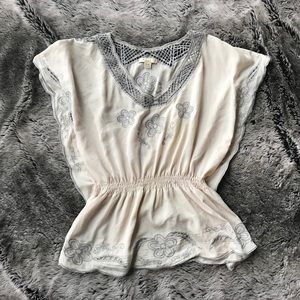 Forever 21 Lace Cream and Gray Top